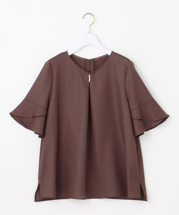 ANY SIS S 【接触冷感・UVカット・速乾】スムージーポリエステル フレアスリーブ ブラウス 【WEB限定】ブラウン