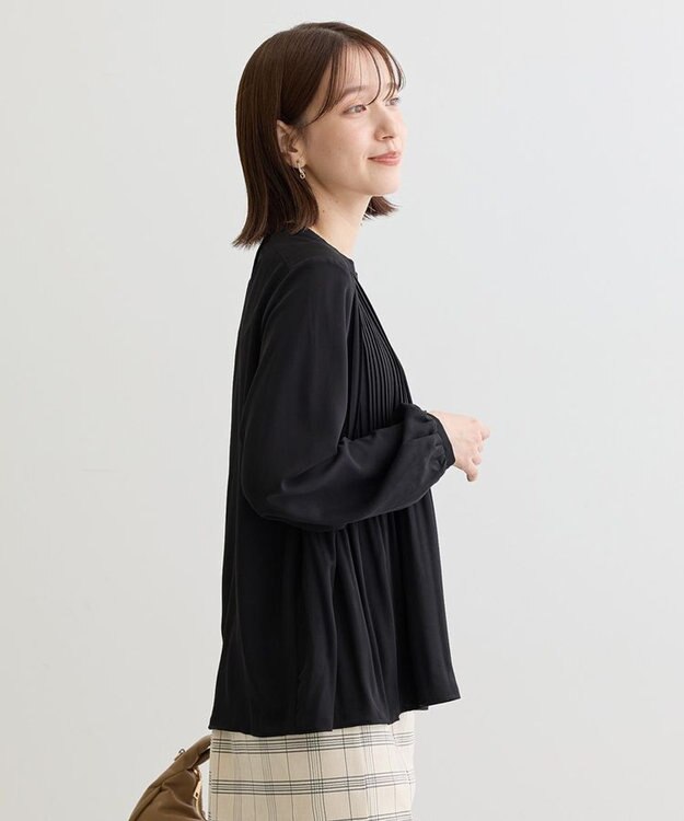Green Parks 消しプリーツブラウス Black