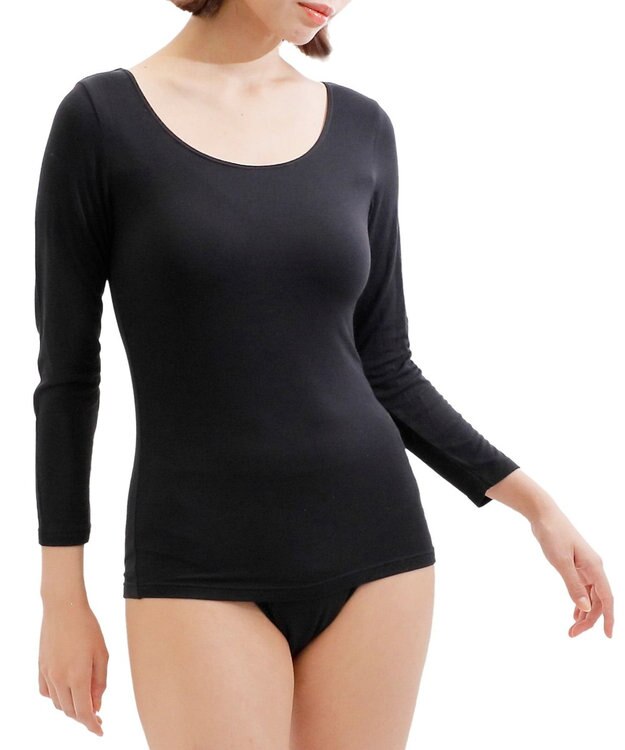 23区GOLF 【WOMEN】TTON なめらかレーヨン８分袖Ｔシャツ ブラック系