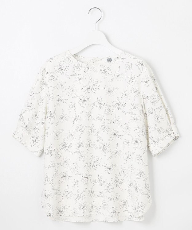 J.PRESS LADIES L 【洗える】ラインフラワープリント ブラウス オフベース系