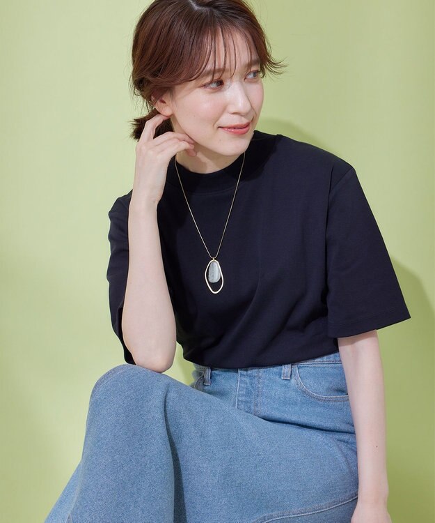 ANY 【UVケア】ビューティーベーシックモックネック半袖プルオーバー ブラック