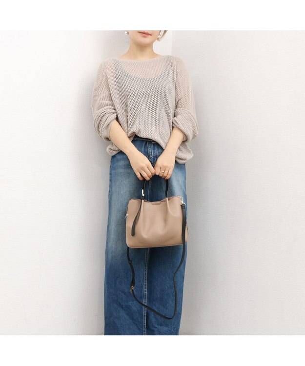 UNBILLION カシュカシュ cachecache / フェイクレザーショルダーバッグ付スクエアトート パイソン