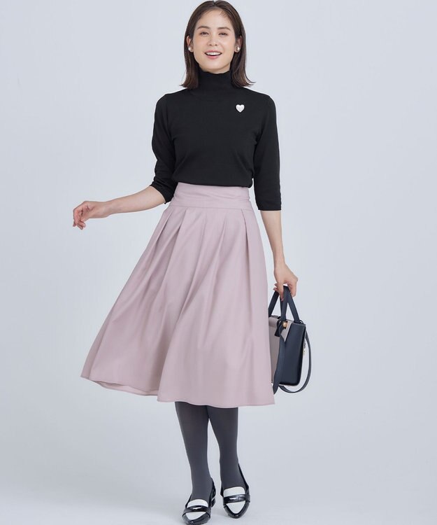 組曲 タックフレアカラースカート ピンクベージュ系