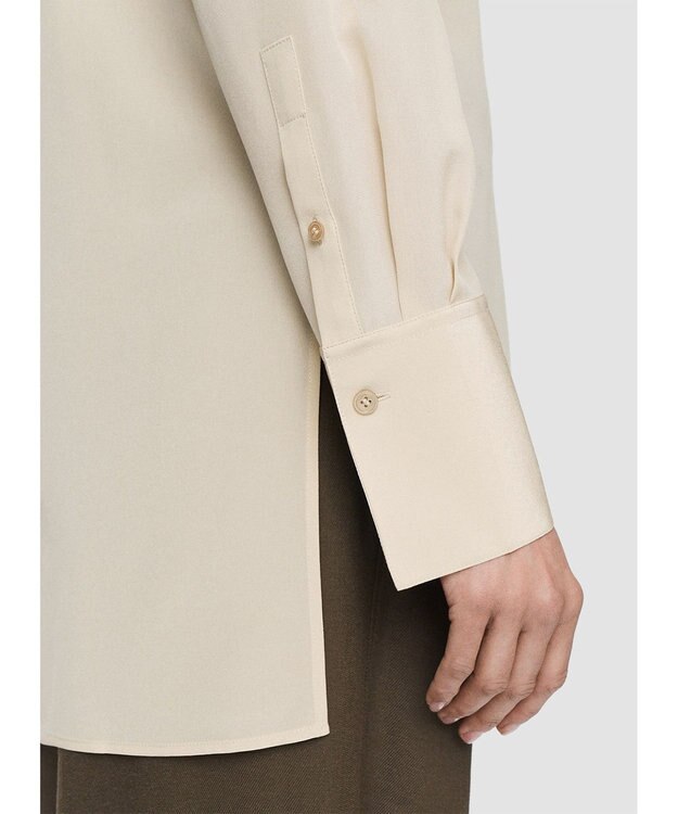 JOSEPH クレープ  ド  ソワ　レギュラーカラーシャツ Oat