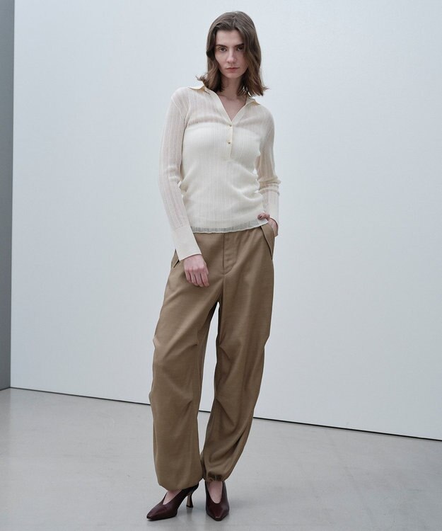 BEIGE， GOVERNOR / シアーリブ スキッパーニット Ecru