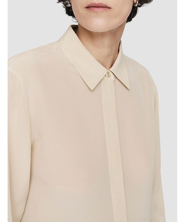 JOSEPH クレープ  ド  ソワ　レギュラーカラーシャツ Oat