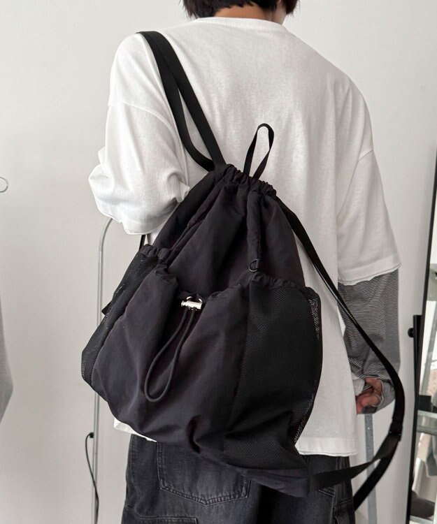 WEGO 【ユニセックス着用ITEM】メッシュポケットナップサック ブラック