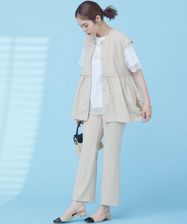 組曲 S スタイルアップジャージー フレアパンツ ラテベージュ系