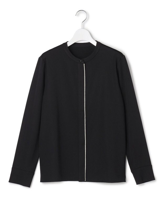 ICB L 【洗える】 コンパクトモクロディ バンドカラーカットソー ブラック系