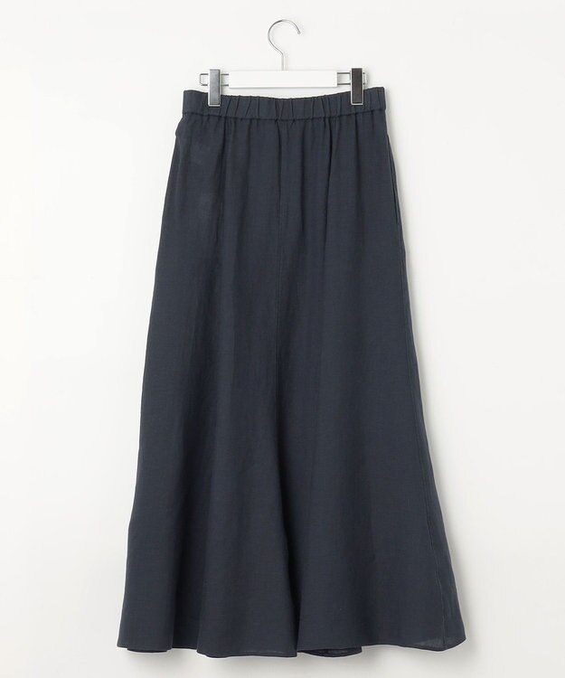 23区 L 【洗える】LIBECOリネン フレアスカート ネイビー系