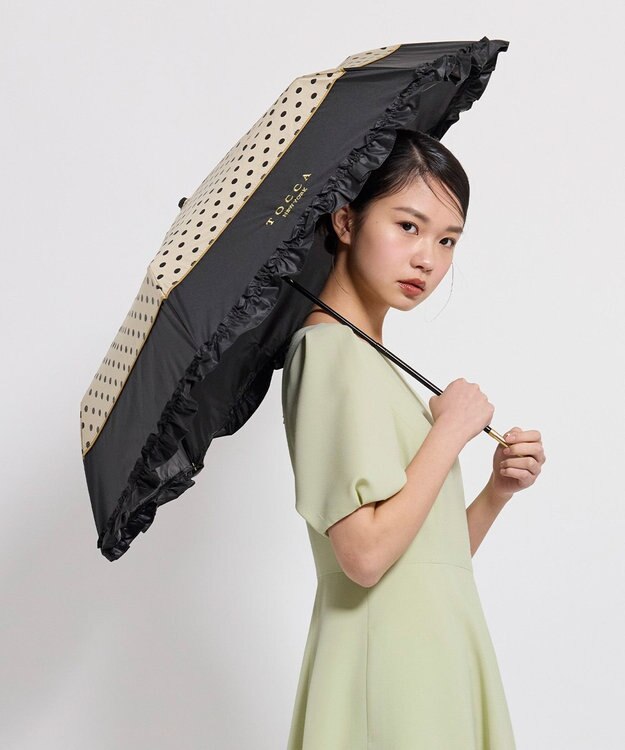 TOCCA 【晴雨兼用】DREAM OF DOTS UMBRELLA 折り畳み傘 収納バッグ付き ベージュ系
