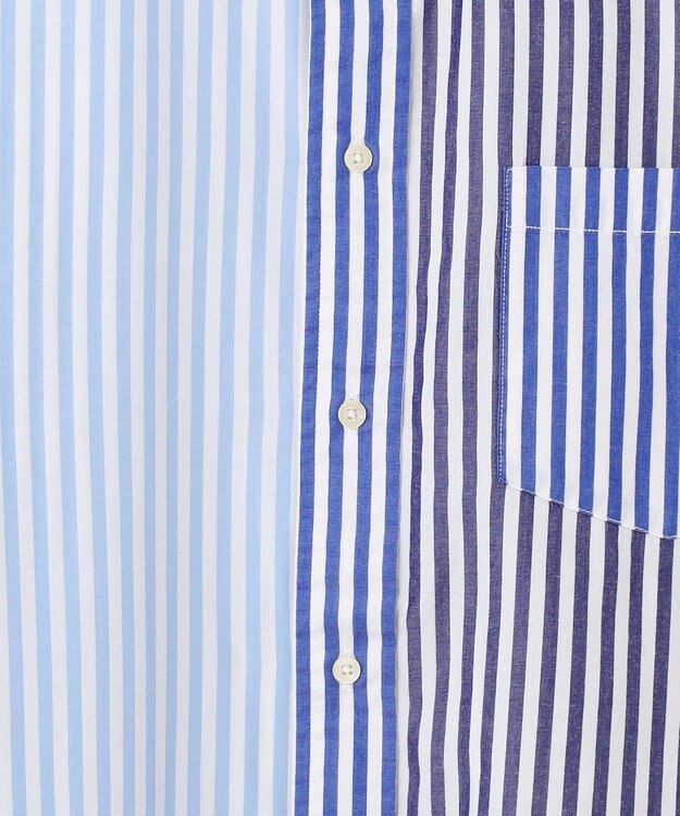 J.PRESS YORK STREET 【UNISEX】クレイジーパターン バンドカラーシャツ ブルー系8