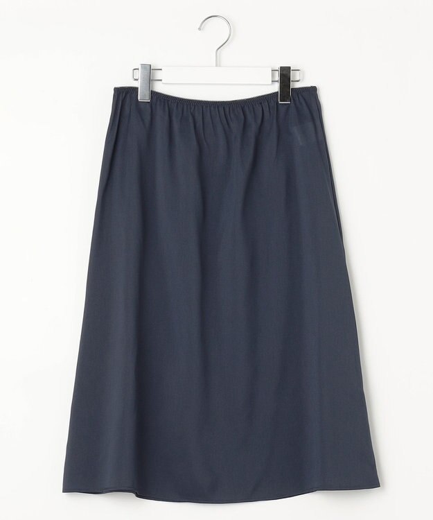 23区 L 【洗える】LIBECOリネン フレアスカート ネイビー系