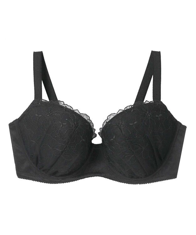 AMPHI ブラジャー グラマーさんにおすすめ 脇高設計 【しっかりささえてすっきり脇寄せブラ】 バストふっくら立体的 Gカップまで対応 アンダー95まで展開 BBJ302 アンフィ／ワコール ブラック