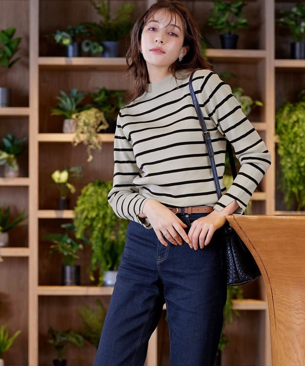 Tiaclasse 【洗える】ハイネックニットプルオーバー ボーダー