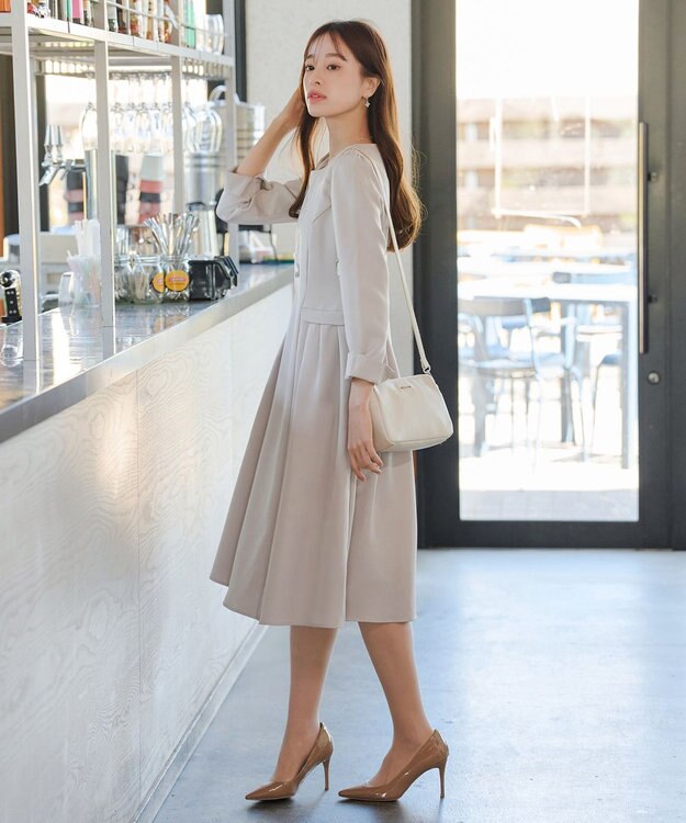 Tiaclasse 【洗える】サイドフラップワンピース グレージュ