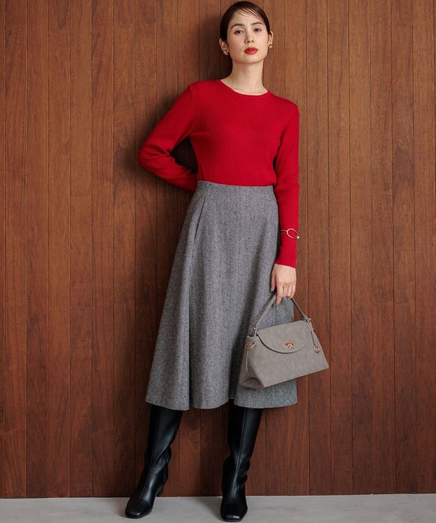 組曲 スエードライク トップハンドルバッグ チャコールグレー系