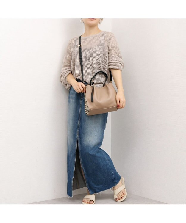 UNBILLION カシュカシュ cachecache / フェイクレザーショルダーバッグ付スクエアトート パイソン