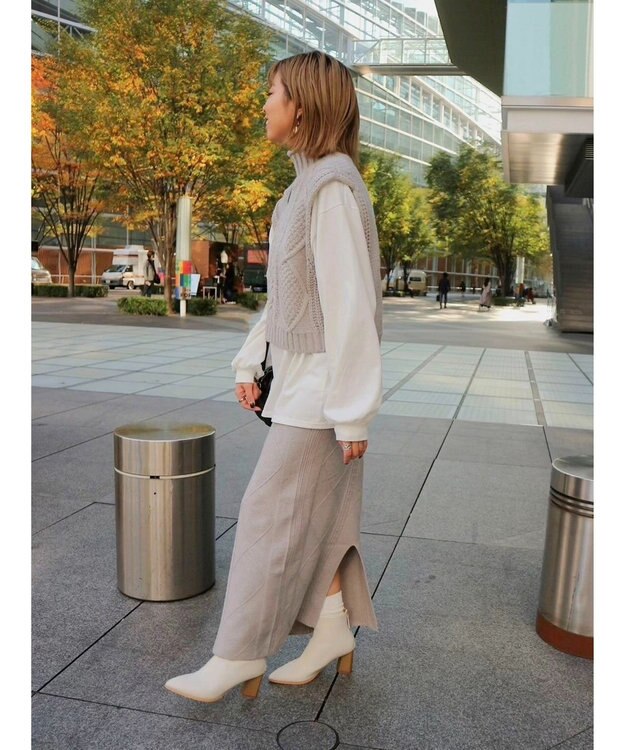 Green Parks ケーブルニットベスト Light Gray