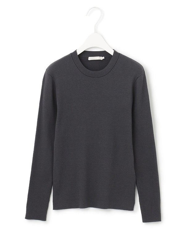 ICB 【洗える】 コンパクトリブ  クルーネックプルオーバー チャコール系