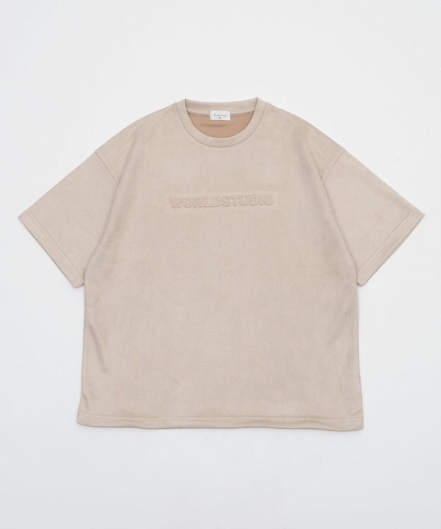 WEGO 【ユニセックス着用ITEM/MLサイズ展開】フェイクスウェードエンボスロゴT（SS） ホワイトアイボリー