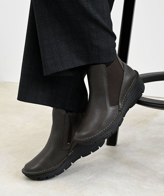 Pointer 本革超軽量サイドゴアショートブーツ ダークブラウン