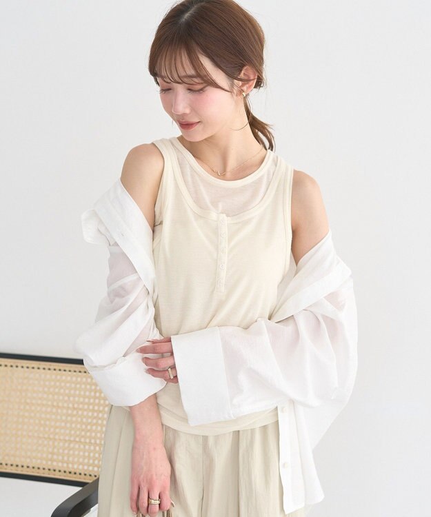 earth music&ecology 【SET】シアーフライスレイヤードタンクトップ Ivory