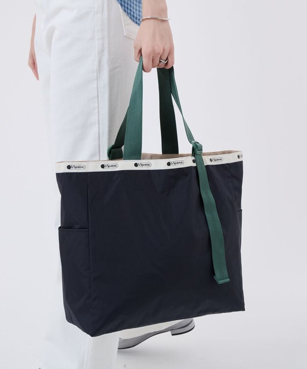 LeSportsac LG HANDLE ADJ TOTE/ディープシー/ボトルグリーンウェビング ディープシー/ボトルグリーンウェビング