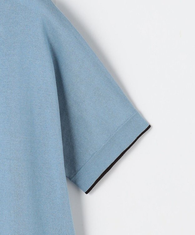 J.PRESS LADIES L DRY COTTON ポロ ニット サックス×ダークブラウン系