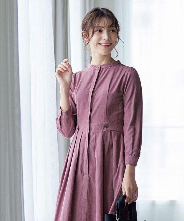 Tiaclasse 【新色追加・洗える】ピーチスキンバンドカラーワンピース ピンク