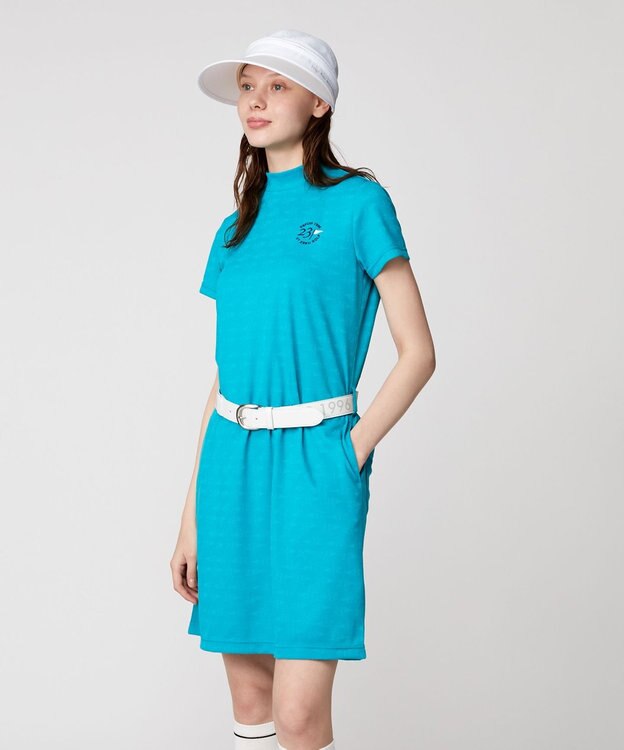 23区GOLF 【WOMEN】【吸水速乾】フラッグロゴジャガード ワンピース 腰回りカバー 1枚で決まる ターコイズブルー系