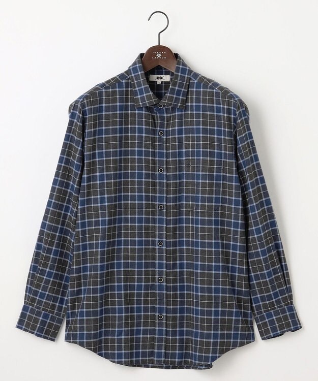 JOSEPH ABBOUD 【キングサイズ・柔らか/暖かい】ファインブラッシュド ネル チェック シャツ ネイビー系4