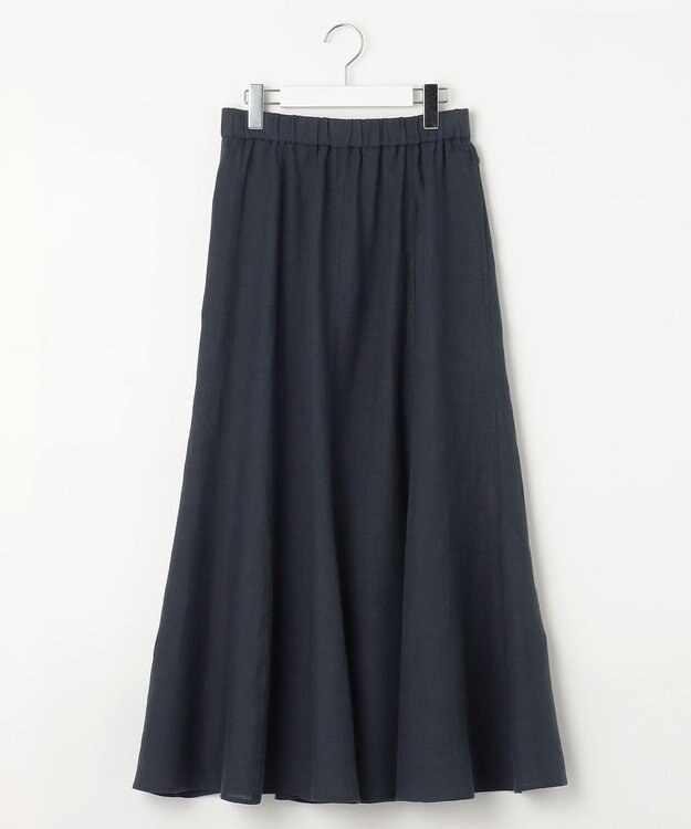 23区 L 【洗える】LIBECOリネン フレアスカート ネイビー系