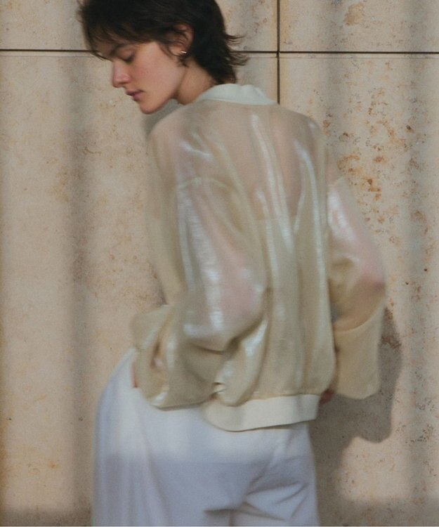 NAVE 【Nave・シアー素材】ラメボイル ブルゾン アイボリー系