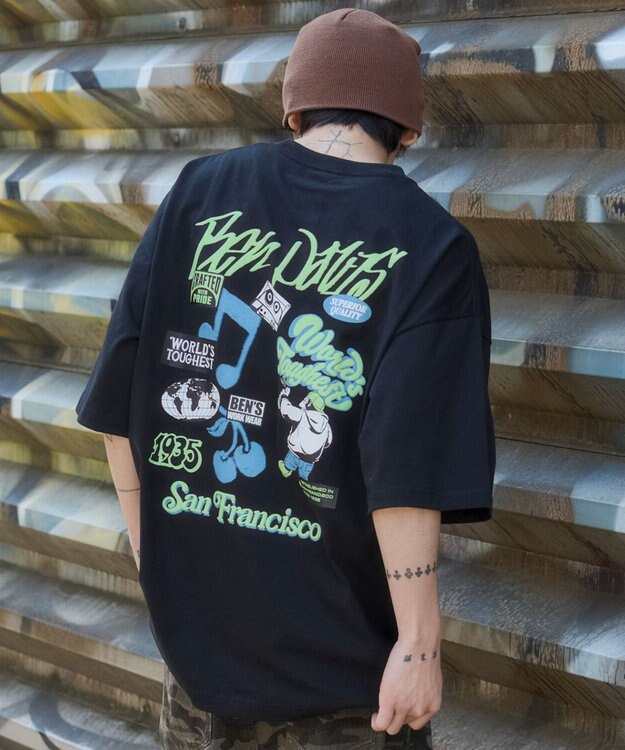 WEGO 【SMLサイズ展開】別注BENDAVISグラフィックT（SS） ブラック