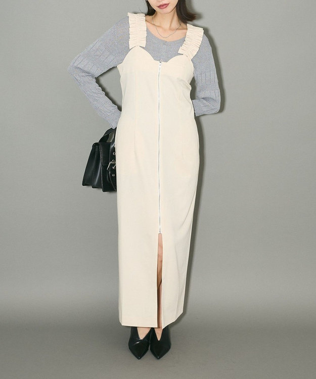 Leja グリーンフロントオープンバックプリーツボレロキャミワンピース Leja グリーンフロントオープンバックプリーツボレロキャミ