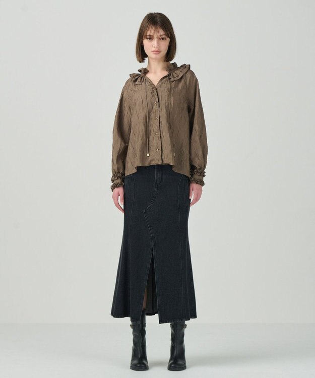 GRACE CONTINENTAL フリルカラーブラウス ブラウン