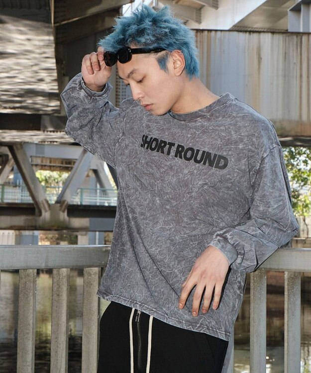 WEGO 【ユニセックス着用ITEM】ケミカルウォッシュグラフィックT（LS） グレー