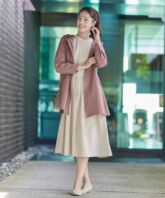 Tiaclasse 【新色追加・洗える】ピーチスキンバンドカラーワンピース グレージュ