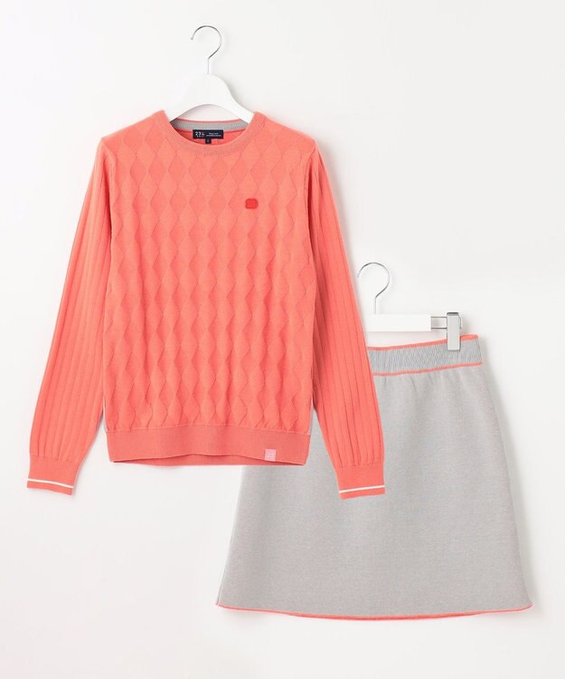 23区GOLF 嬉しいセット企画【ニット＋リバーシブルスカート】【WOMEN】 カラーニットアップ オレンジ系