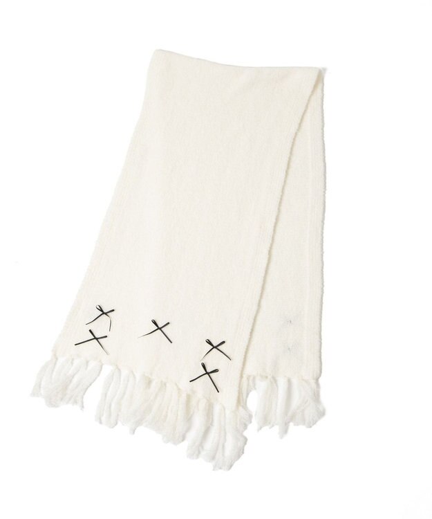 WEGO リボン付きニットストール ホワイト