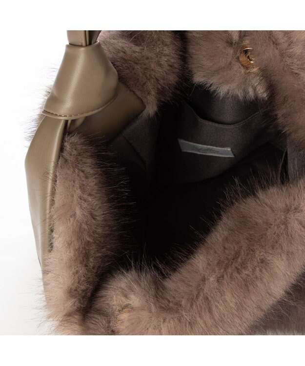 UNBILLION カシュカシュ cachecache / リボンワンハンドルミンク風エコファートート GY