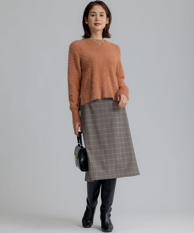 組曲 2WAYウォームストレッチ チェックスカート ベージュ系3