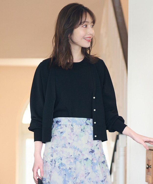 ANY SIS 【洗える】パール調ポイント カーディガン ブラック