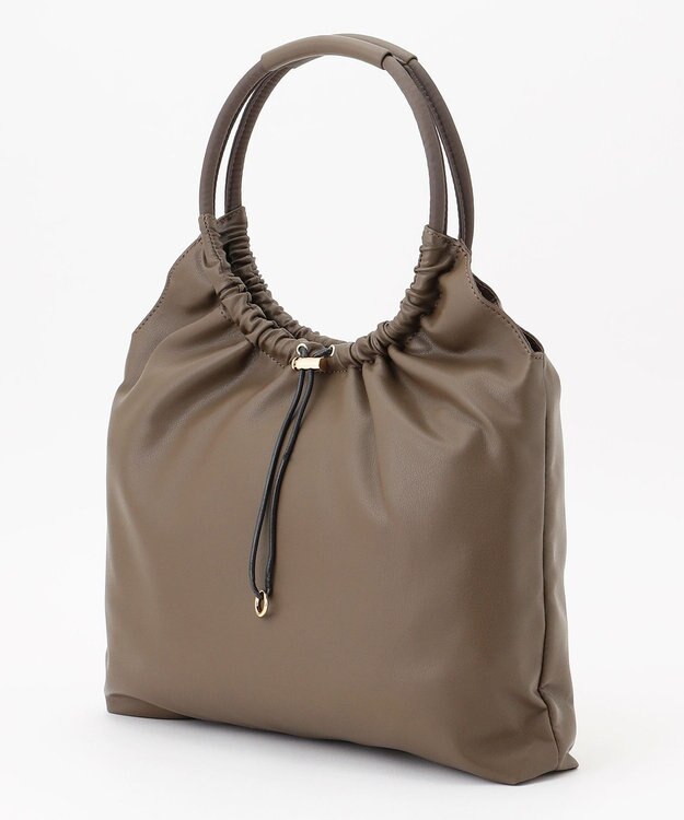 J.PRESS LADIES 【A4サイズ収納可】ドロストギャザー トート バッグ スレートブラウン系