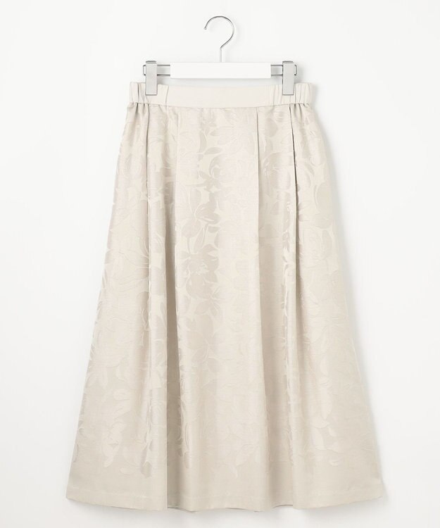 自由区 【セットアップ対応・洗える】フラワーオパールタックフレア スカート ベージュ