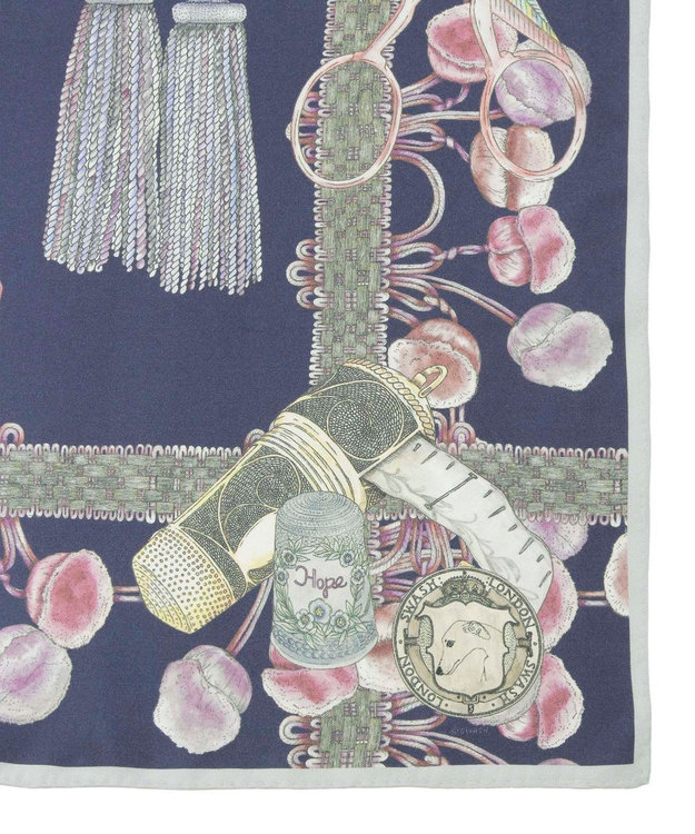 MOONBAT SWASH LONDON(スウォッシュロンドン） シルクツイルスカーフ THINK OF ME 68×68cm 日本製 ネイビーブルー