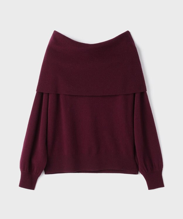 GRACE CONTINENTAL ウールオフショルニットトップ ボルドー