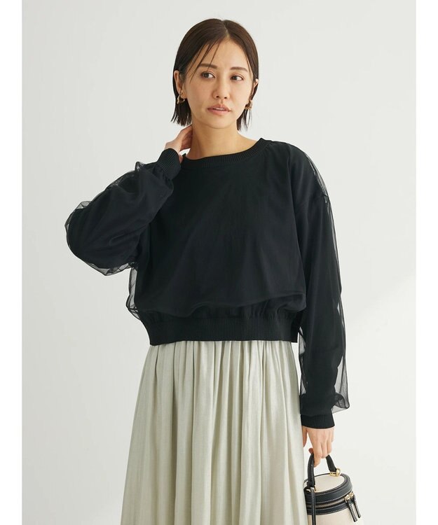 Green Parks ・ＥＬＥＮＣＡＲＥ　ＤＵＥ　２ｗａｙチュールレイヤーカーデ Black