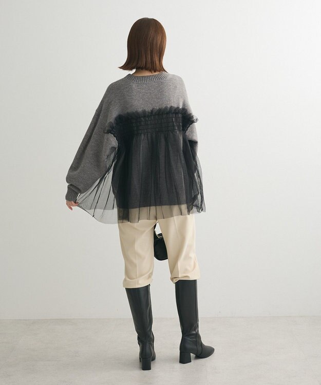 Green Parks ・ＡＮＤＳＥＡＲＣＨ　チュールレイヤードニット Charcoal Gray